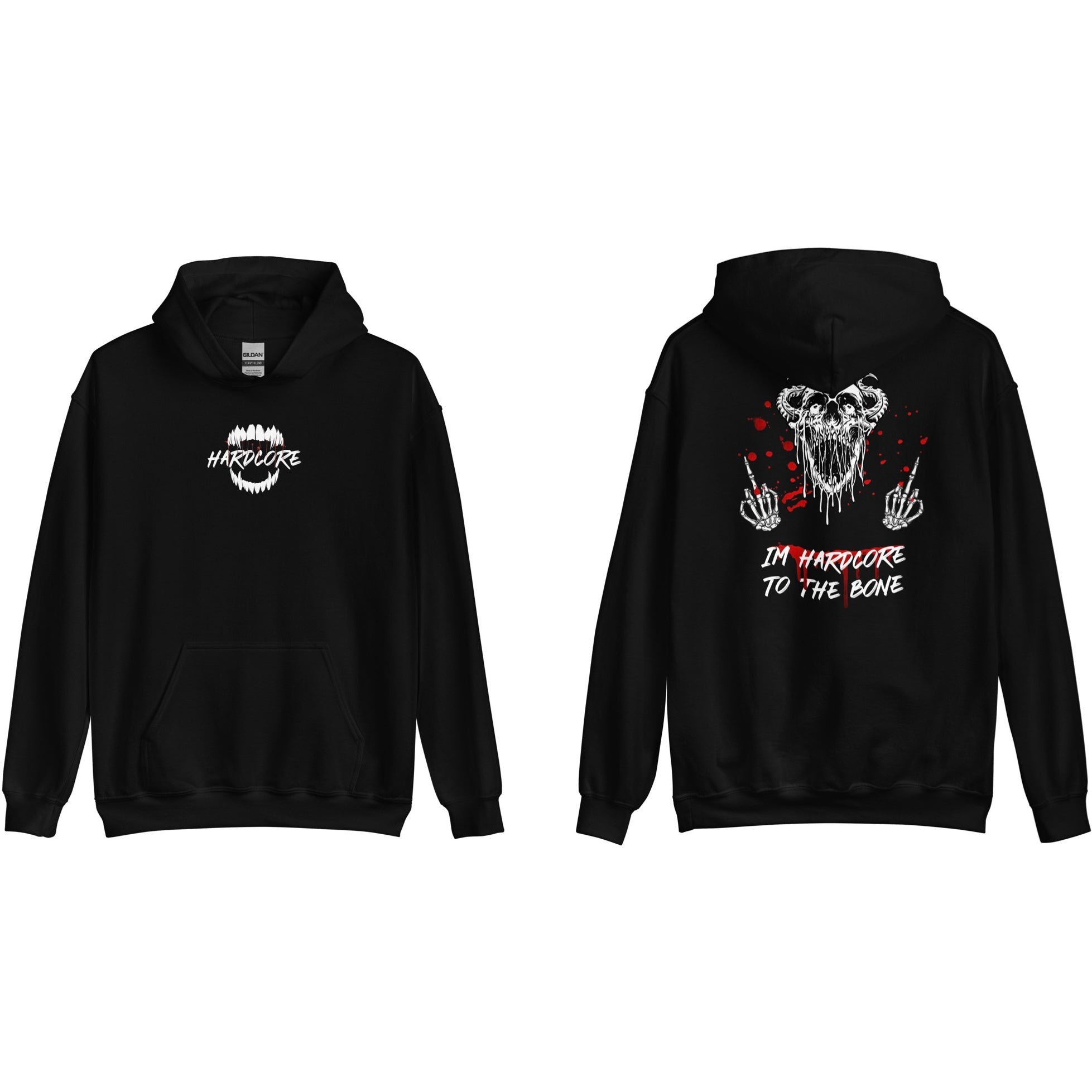 Hardcore to the Bone Hoodie Front/Back